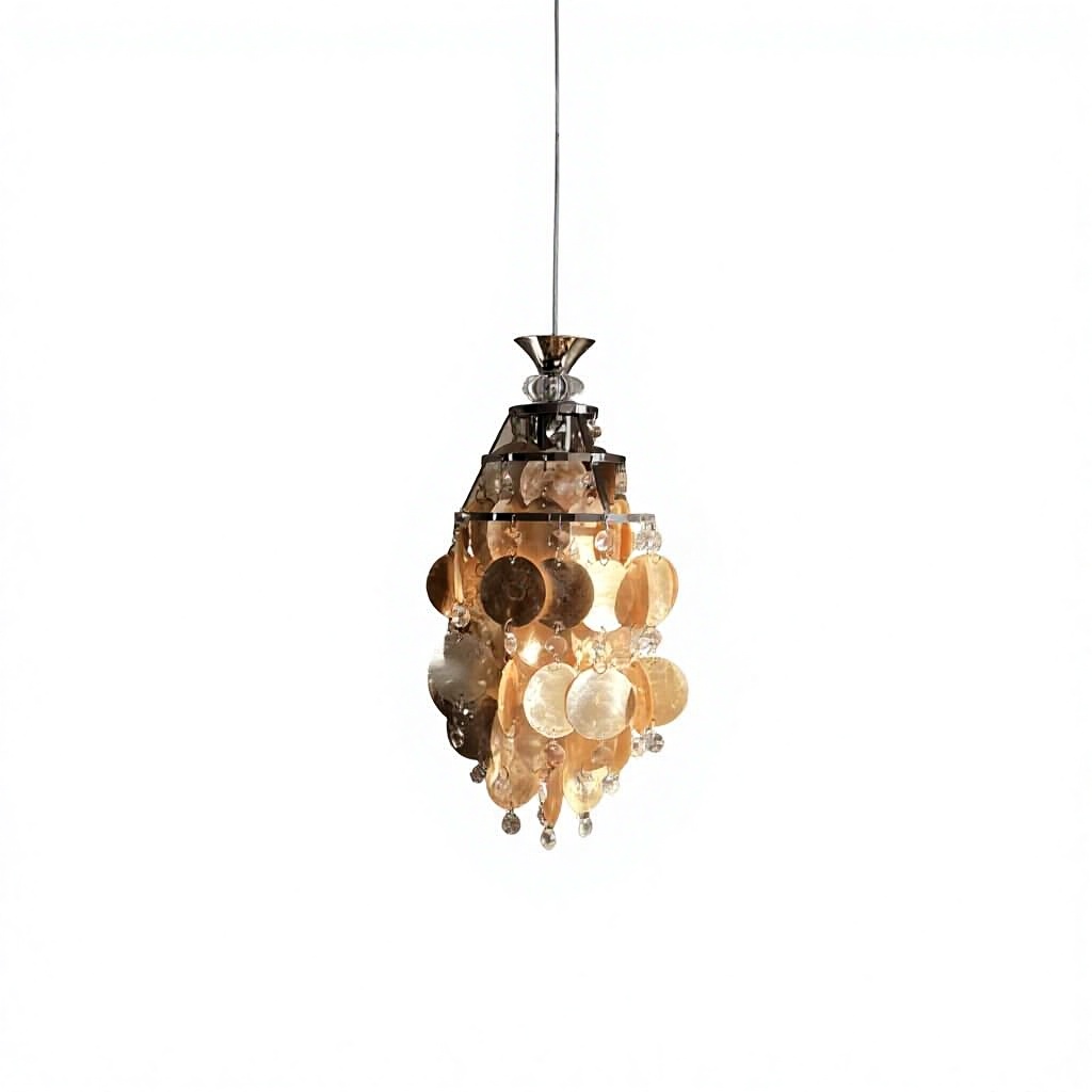 Nordic French Pearl Shell Iron LED Chandelier with Full-spectrum Warm Light for Bedroom Bedside