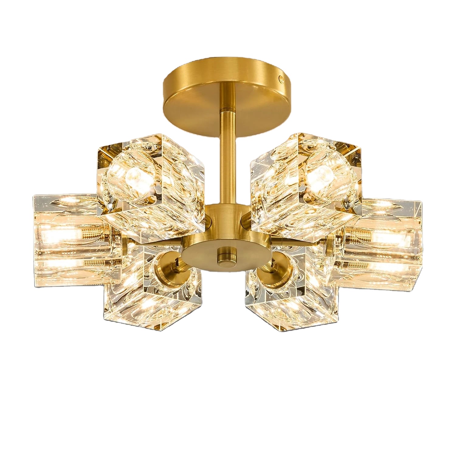 современный Gold 6-светильник Sputnik потолочный светильник светильник - Brushed Brass Flushmount