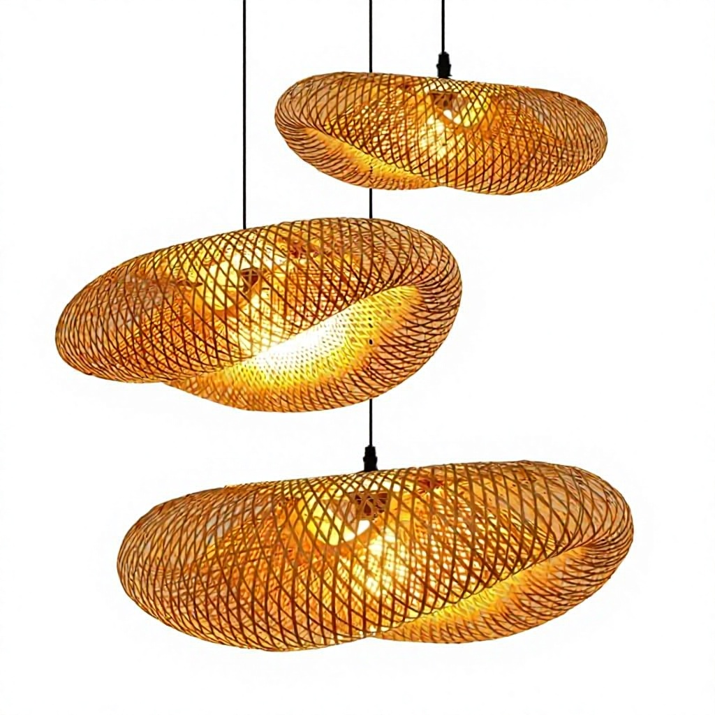 Handmade Bamboo Woven скандинавский Brown LED подвесной светильник люстра для гостиная столовая спальня Home Decor Hanging лампа