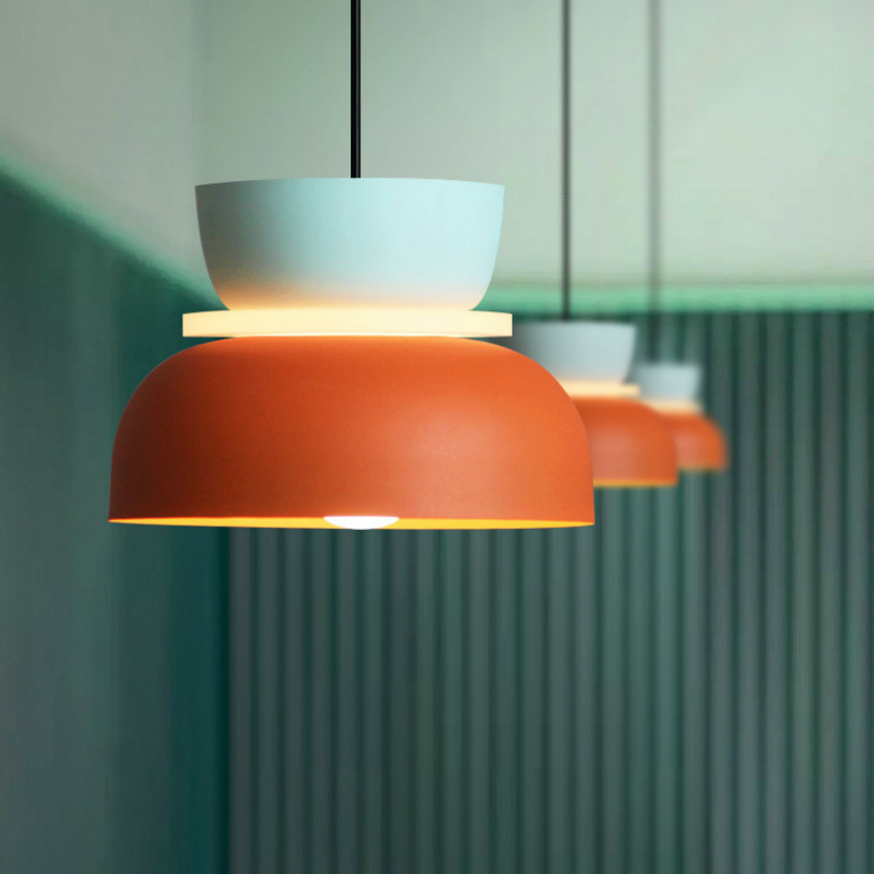 современный Macaron Acrylic LED подвесной люстра Orange & White для Living/Study/спальня столовая Hanging освещение Decor