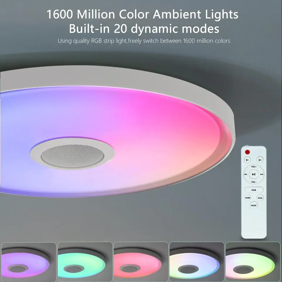LED умный AC Powered потолочные лампы RGB APP пульт ДУ диммирование современный домашнее освещение музыкальный свет динамик гостиная спальня