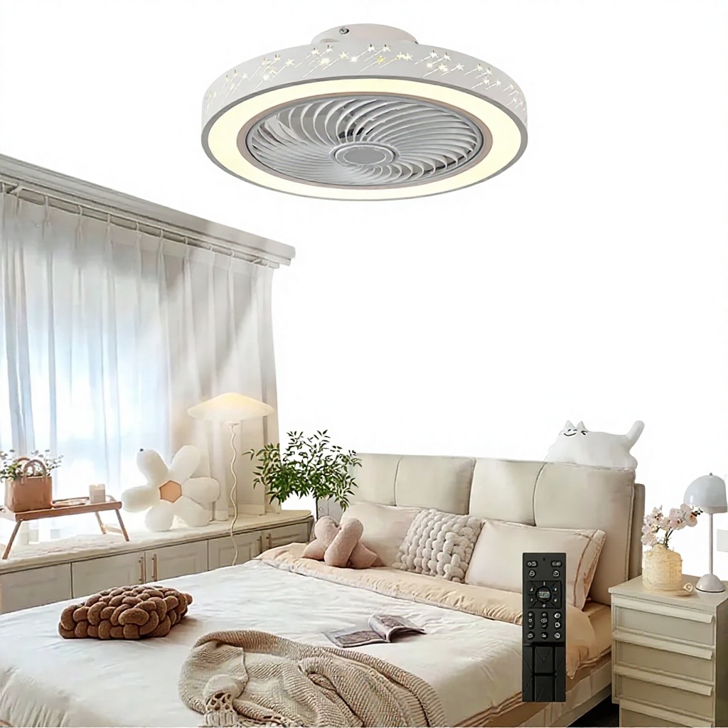 Smart Ceiling Fan 46CM Fans with Lights Remote Control Bedroom Decor Ventilator Retractable Silent Meteor Fan with Lighting
