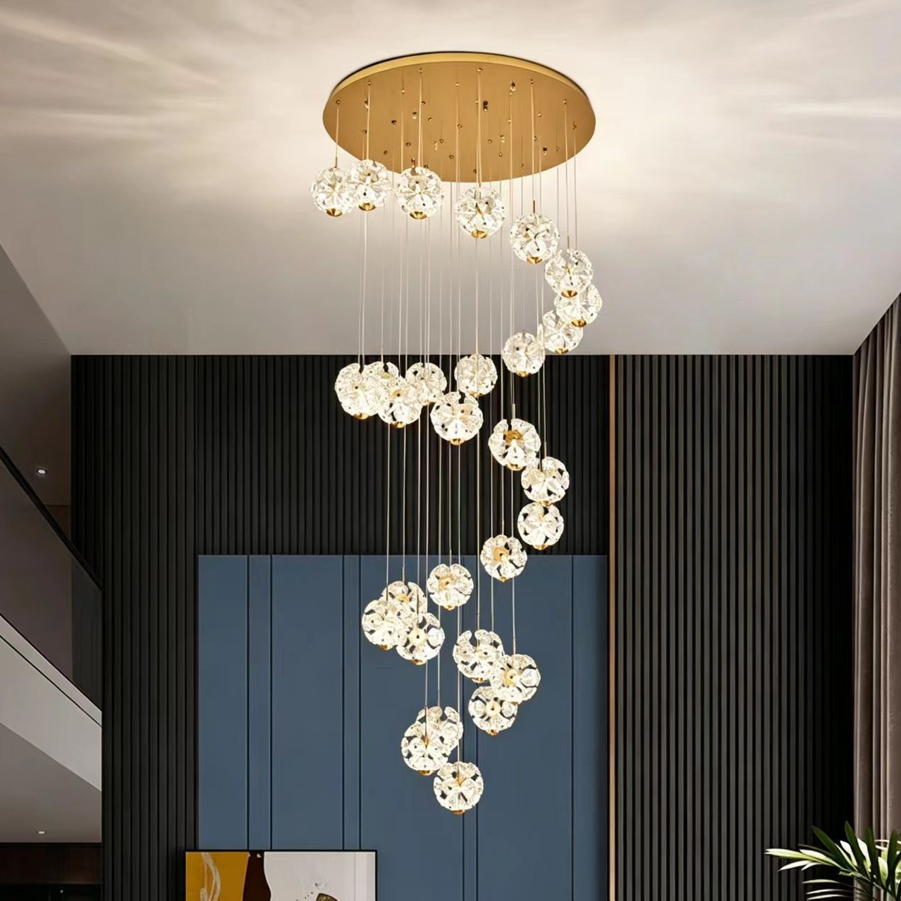 30-светильник золотистый duplex staircase high-потолочный spiral люстра для villa гостиная.
