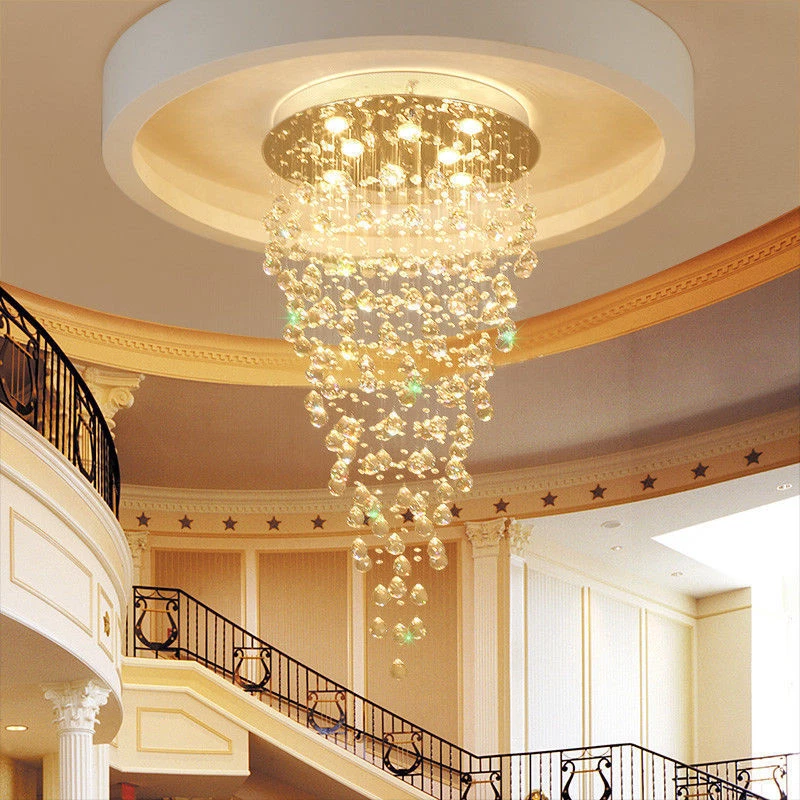 LED потолочная лампа хрустальный люстра гостиная подвесной светильник Luxury Stair светильник