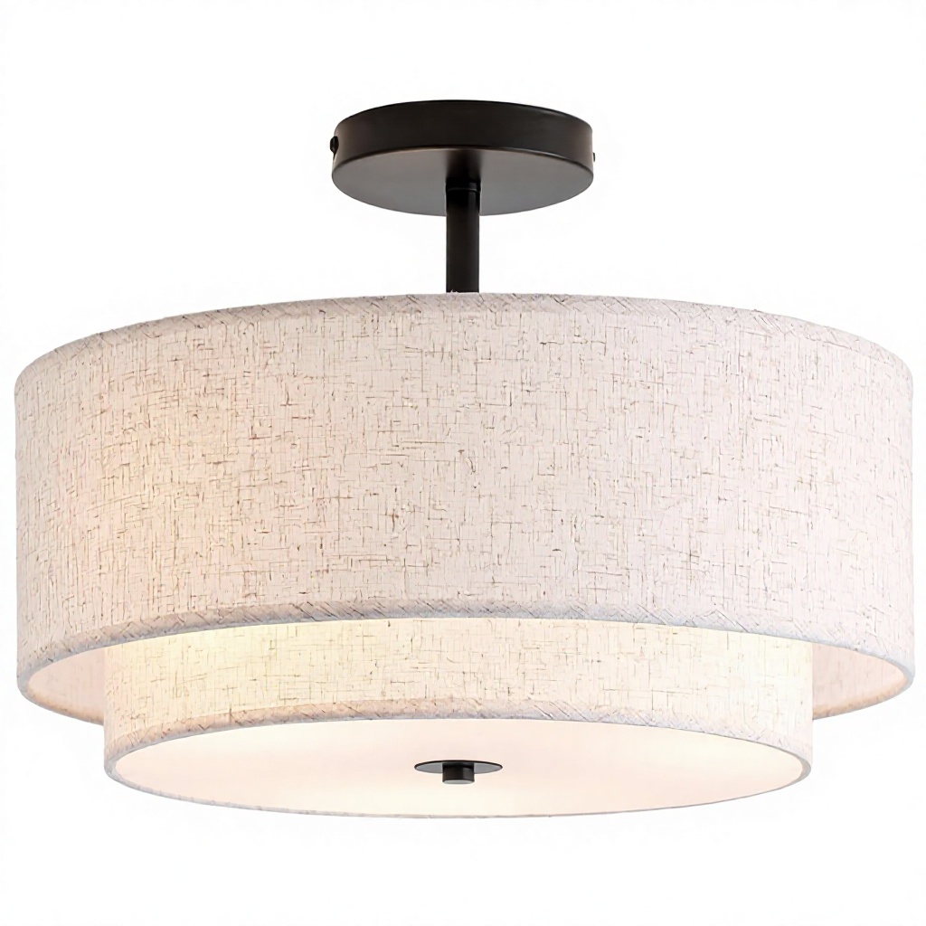 Export-quality American Style Iron Chandelier Fabric Cover Surface Mounted Ceiling Light for Entryways Living Rooms Dining Rooms