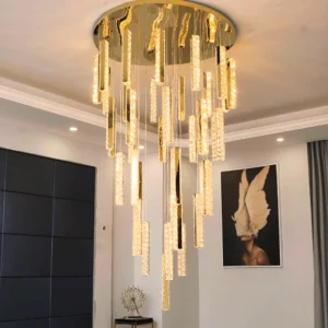 современный большой Luxury Stainless Steel Gold LED диммируемый потолочный люстра подвесной светильник для Living столовая Villa