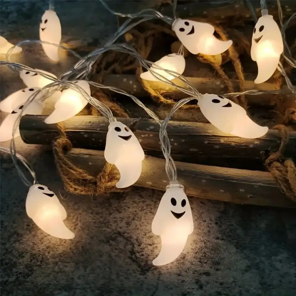 Halloween Ghost String светильники Battery Powered LED Hanging Lanterns Warm White Decorative Night светильники для Party Decor