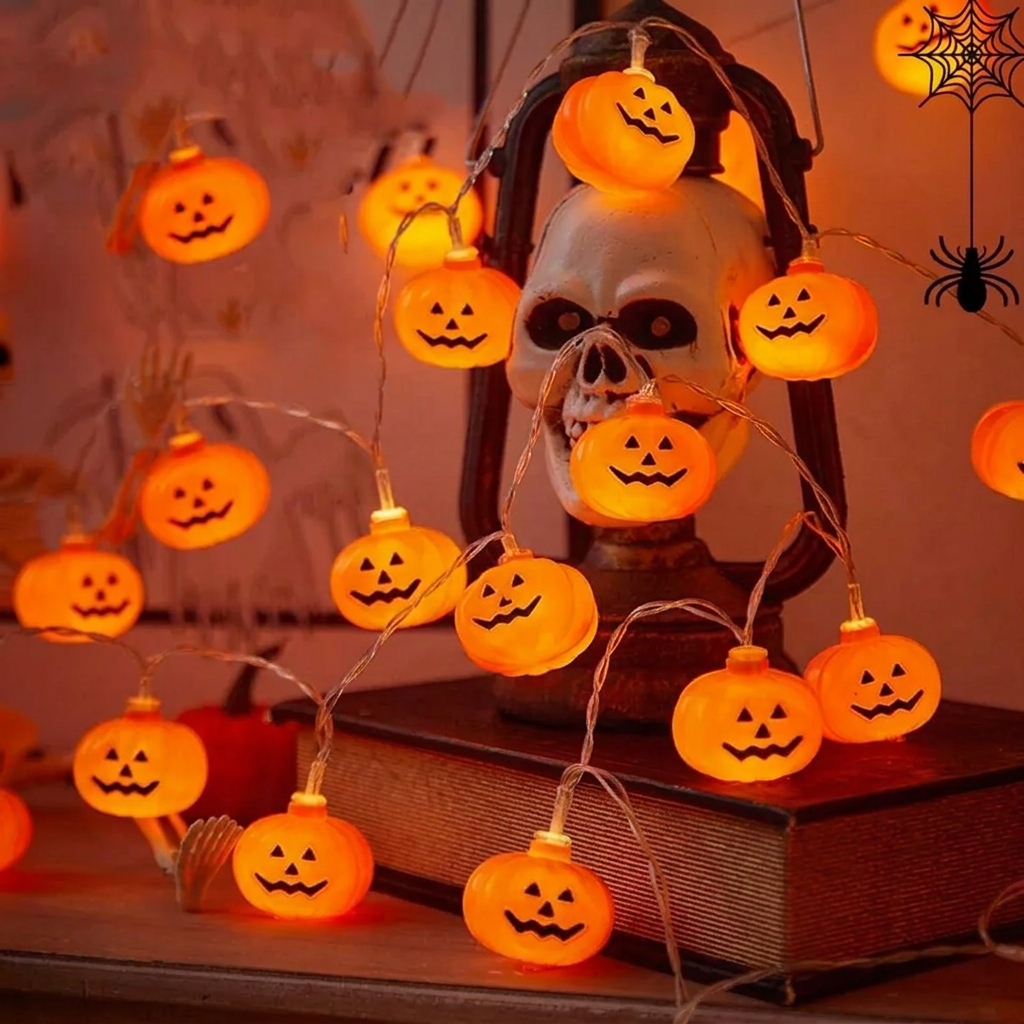 Warm White Pumpkin String светильники Battery Operated LED Garland 1.5M 10LED 3M 20LED для интерьера Halloween Party Decor