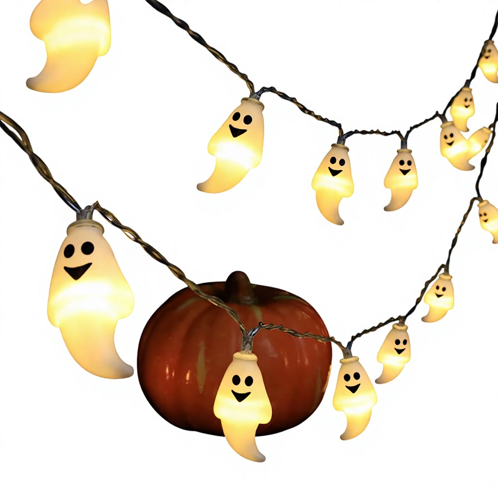 Warm White Ghost String светильники Cute 3D LED Fairy светильник Decor Battery Operated для Halloween Party