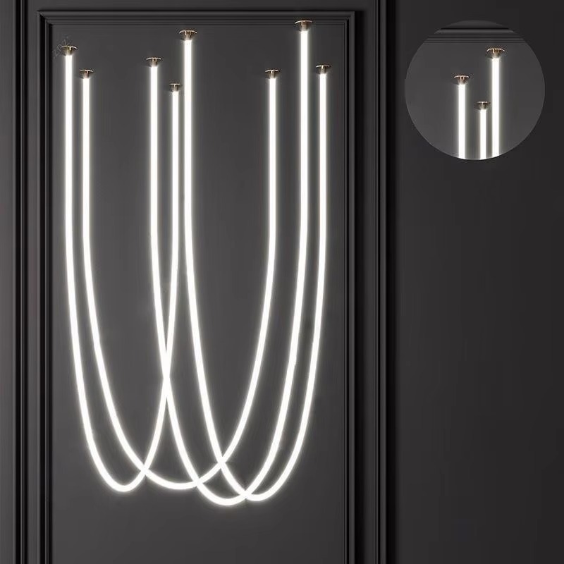 современный линейный подвесной светильник для столовая гибкий Silicone LED Hanging лампа Minimalist люстра бар Counter Decor