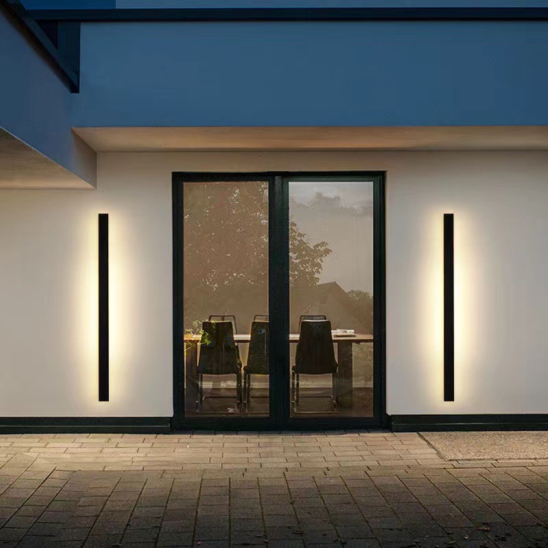 Minimalist Outdoor LED Wall Lamp Waterproof Long Strip Sconce for Villa Courtyard Entryway Modern Garden Exterior Wall Light
