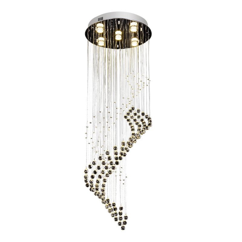современный Luxury хрустальный Spiral люстра LED хрустальный Long Staircase Chandeliers Stair светильники светильник