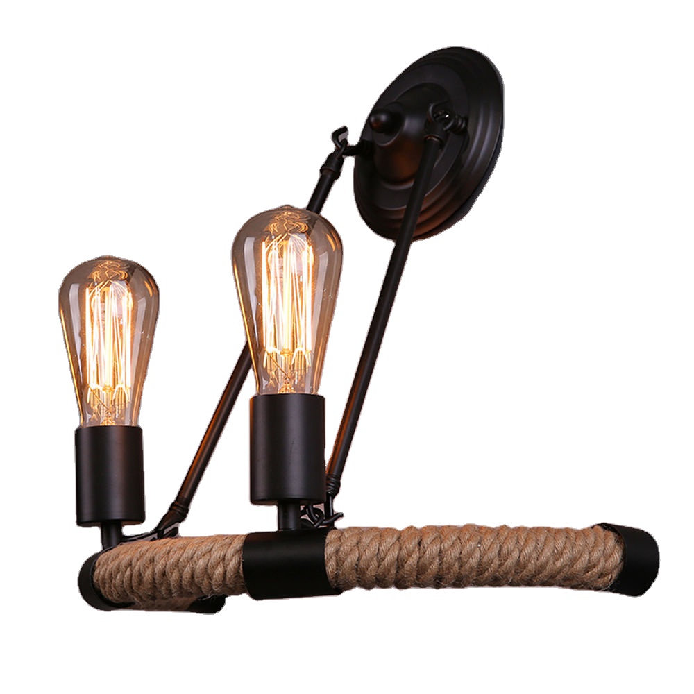 Vintage Semicircle Hemp Rope Wall Light Industrial Wall Sconce