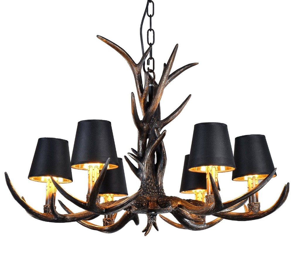 American винтажный стиль Resin Antler люстра 6 светильники Deer Horn подвесные светильники
