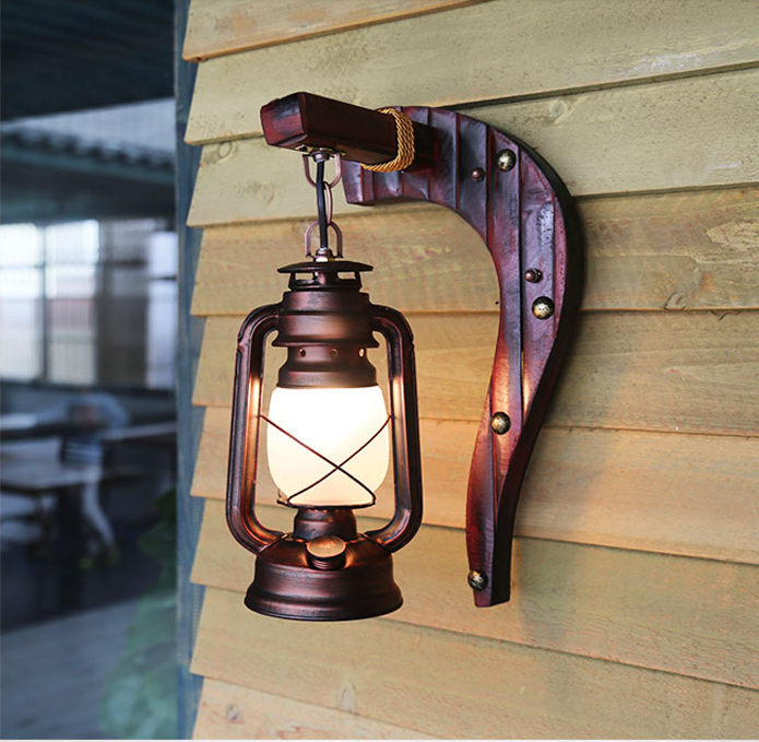 New винтажный Coffee Shop Antique Cast железо Glass настенный светильник