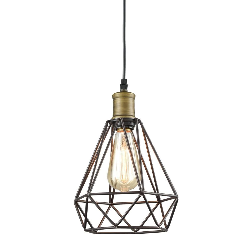 винтажный Oil Rubbed Bronze Polygon Wire подвесной светильник Art Deco