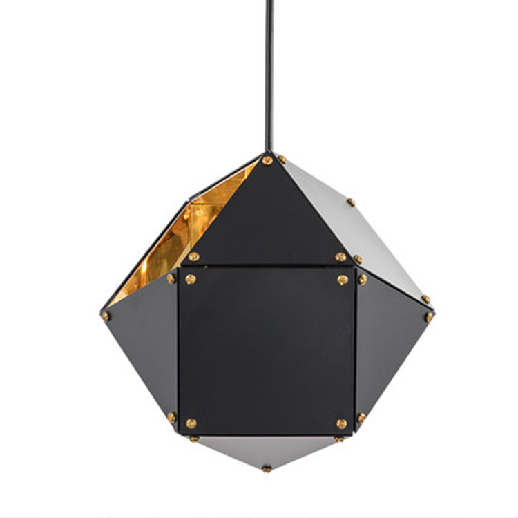 Modern Black Gold Magic Box Stainless Steel Polygon Pendant Lamp