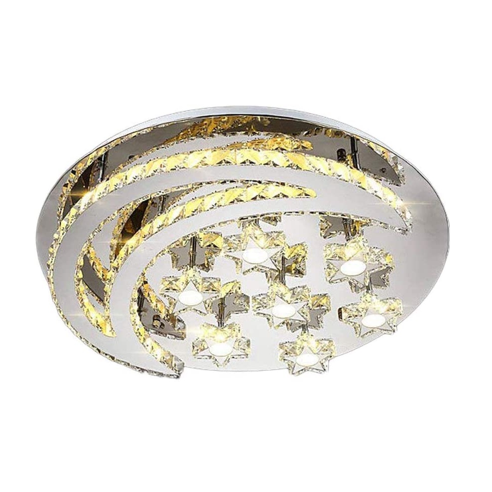 современный Art Deco LED потолочный светильник хрустальный Moon и Star Design Flushmount потолочный светильник in Stainless Steel отделка