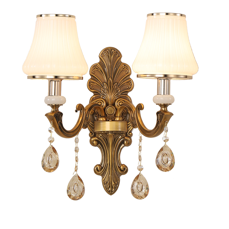 Antique Brass Wall Scone Opal Glass хрустальный настенный светильник