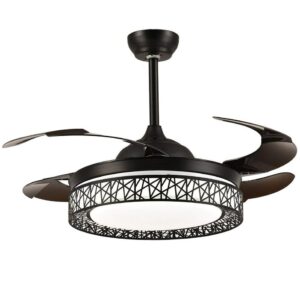 42" Retractable потолочный Fans с светильник Remote диммируемый Led 3 цвет Changing Invisible Fan