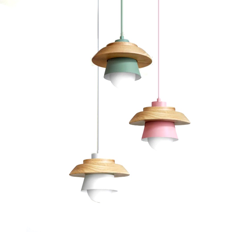скандинавский Colorful подвесные светильники Macaron Lampshade Hanging лампа Led Loft Hanglamp