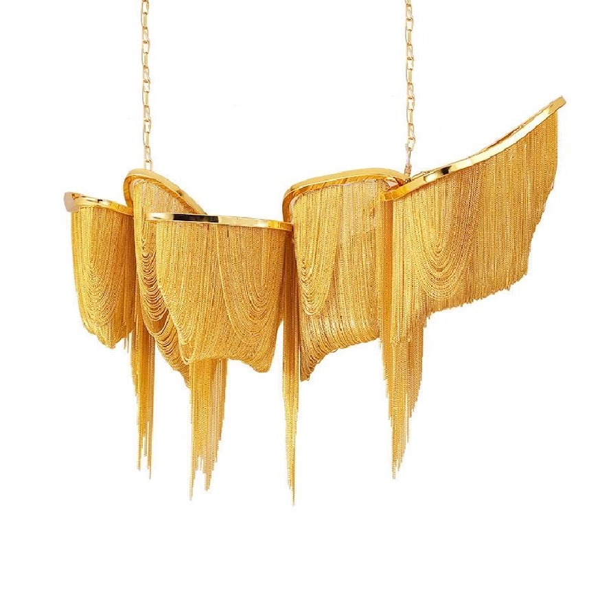 современный Chandeliers Creative Luxury Tassel алюминиевый цепь Led потолочный подвесные светильники