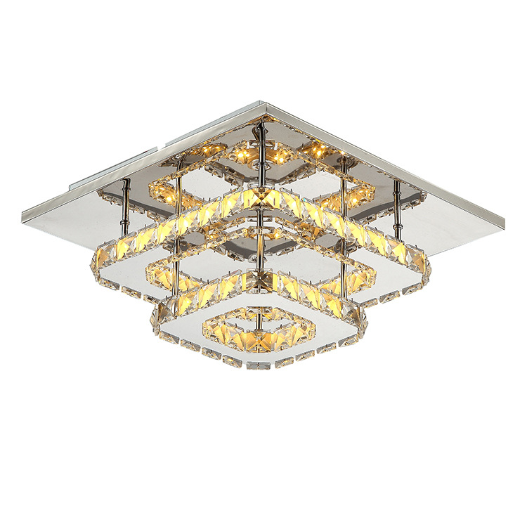 современный Decorative 36W 2 квадратный Rings хрустальный потолочный светильник Led потолочная лампа встраиваемый светильник светильники AC85-260v Bathroom Foyer